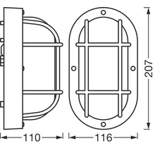 Technische Zeichnung einer Aussenleuchte mit Massangaben