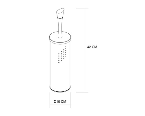 Garniture de brosse de toilette avec des dimensions de 42 cm de hauteur et 10 cm de diamètre