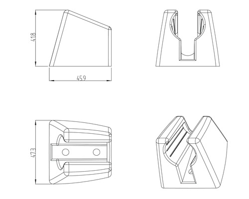 Dessin technique d''un support de pommeau de douche avec dimensions