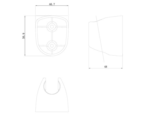Dessin technique d''un support de pomme de douche avec dimensions