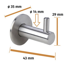 Patère en acier inoxydable avec dimensions