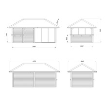 Dessin technique d''un pavillon de jardin avec cotes