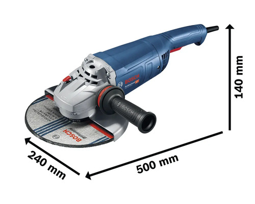 Meuleuse d''angle Bosch avec des dimensions de 500 mm de long, 240 mm de large et 140 mm de haut