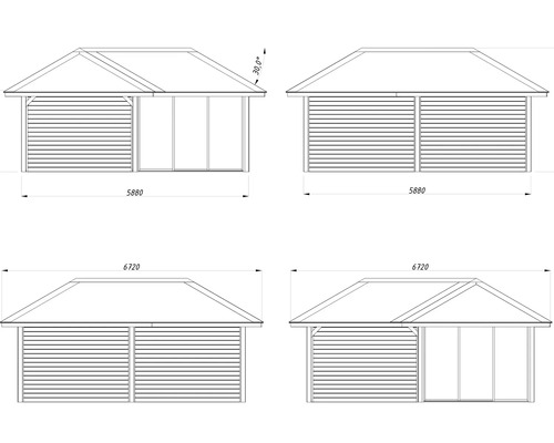 Dessin d''une cabane de jardin avec dimensions