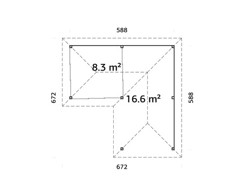 Plan d''un abri de jardin avec indications de surface