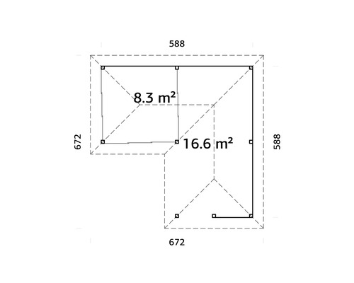 Plan d''un abri de jardin avec indication des dimensions en mètres carrés