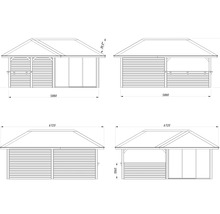 Dessin d''un pavillon de jardin avec dimensions