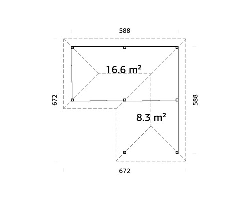 Plan avec les dimensions et la surface en mètres carrés