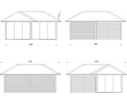 Dessin d''un pavillon de jardin avec dimensions