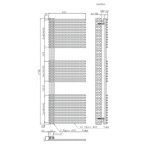 Schéma technique d''un sèche-serviettes avec dimensions