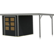 Gartenhaus Karibu Metalwood 2C Blech graualu inkl. Anbaudach 2,35 m 453 x 235 cm anthrazit