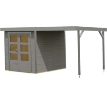 Gartenhaus Karibu Metalwood 2D inkl. Anbaudach 2,35 m 453 x 235 cm natur