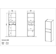 Dessin technique d''une armoire avec dimensions