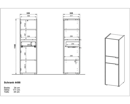 Dessin technique d''une armoire avec dimensions