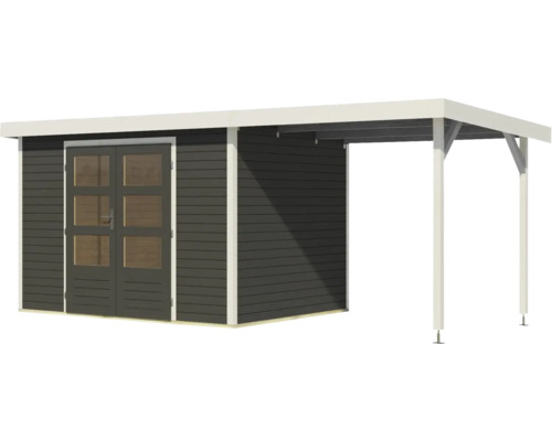 Maison de jardin en bois avec double porte et annexe