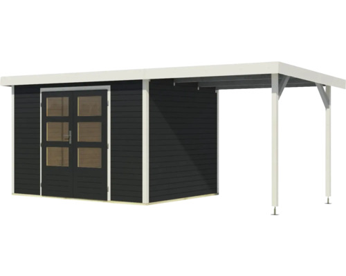 Abri de jardin avec porte double et annexe