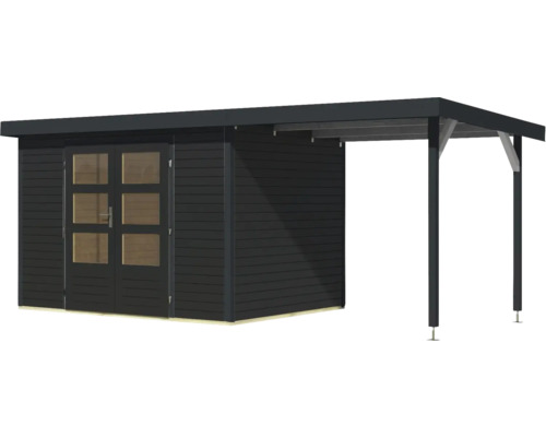 Abri de jardin en bois avec auvent et double porte