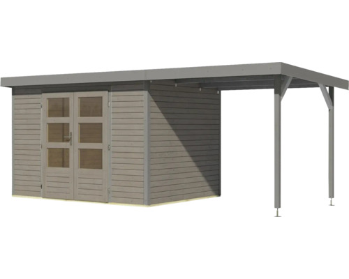 Abri de jardin en bois avec double porte et annexe