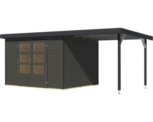 Abri de jardin avec double porte et annexe