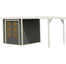 Abri de jardin en bois avec annexe latérale