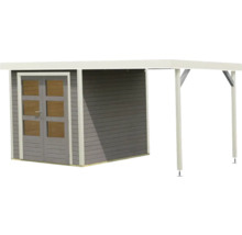 Abri de jardin avec porte double et abri de voiture en bois