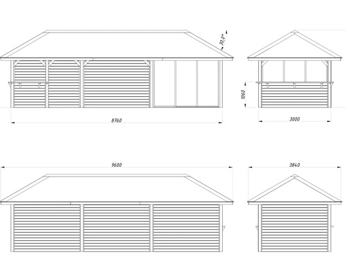 Plan technique d''un abri de jardin avec dimensions