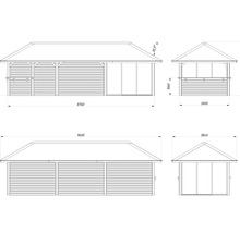 Dessin d''un pavillon de jardin avec dimensions
