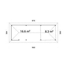 Plan d''un abri de jardin avec indication des surfaces