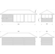 Schéma technique d''un pavillon de jardin avec dimensions