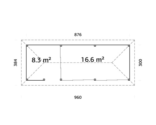 Plan d''un abri de jardin avec indications de surface