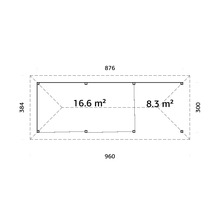 Plan avec indication des surfaces pour un bâtiment