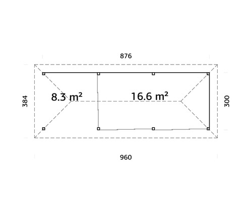 Plan d''un abri de jardin avec indications de dimensions