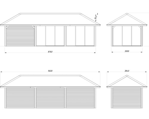 Dessin d''un abri de jardin avec dimensions