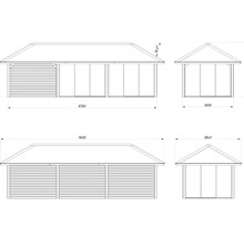 Schéma technique d''une maison de jardin avec dimensions