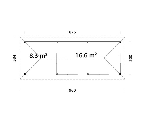 Plan d''un abri de jardin avec indications de taille en mètres