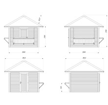 Schéma technique d''un pavillon de jardin avec dimensions