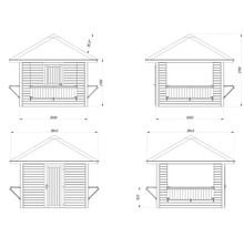 Schéma technique d''un pavillon de jardin avec dimensions
