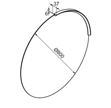 Zeichnung eines Halbkreisprofils mit einem Durchmesser von 800 mm und einer Breite von 37 mm