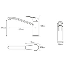 Dessin technique d''un robinet de cuisine avec dimensions