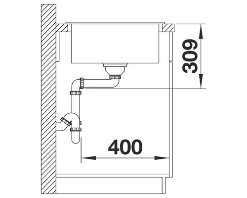 Dessin technique d''un lavabo avec dimensions.