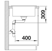 Dessin technique d''un évier avec les dimensions 309 et 400
