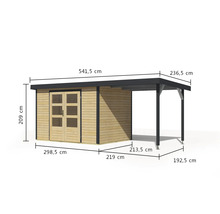 Abmessungen eines Holzgartenhauses mit Carport