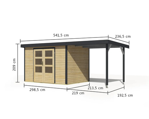 Dimensions d''un abri de jardin en bois avec carport
