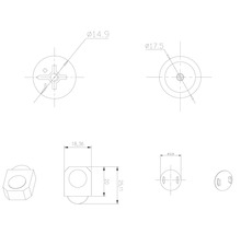 Dessin technique d''un détail de roulette de meuble avec des mesures