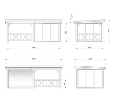 Dessin technique d''un pavillon avec dimensions
