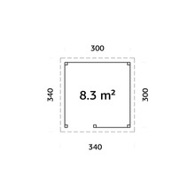 Plan avec une surface de 8.3 mètres carrés et des dimensions de 300 sur 340 centimètres