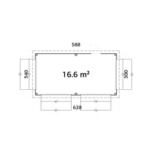 Plan du chalet de jardin d''une superficie de 16,6 mètres carrés