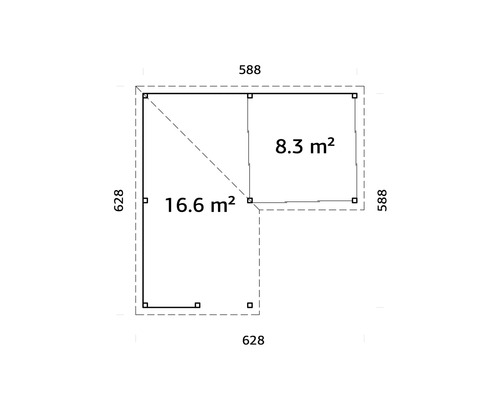 Plan d''un abri de jardin avec dimensions et calcul de surface