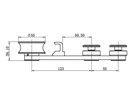 Dessin technique d''un système de porte coulissante avec indications de dimension