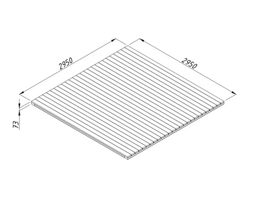Dachplatte mit den Massen 2950 x 2950 x 73 Millimeter